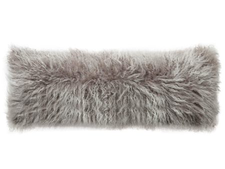 Tibetan Lamb Bolster Pillow, Ash Grey Discount