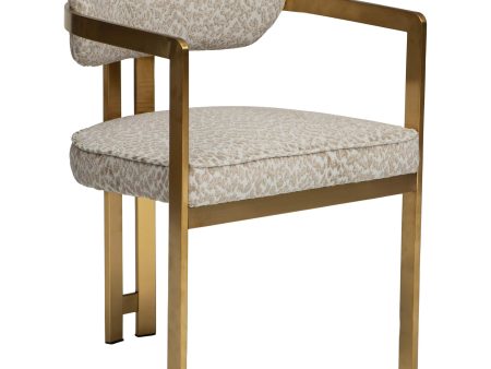 Athena Dining Arm Chair, Cloud Beige Brushed Gold Supply