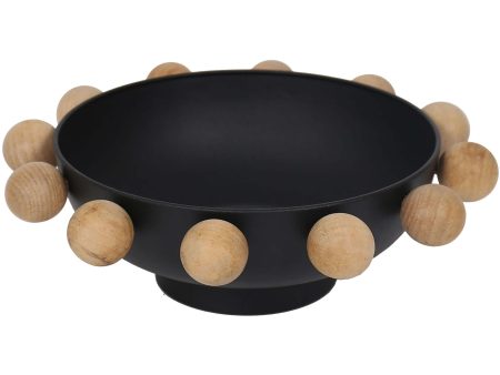 Wooden Bowl With Knobs, Black For Discount