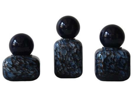 Amalda Lidded Bottles, Blue, Set of 3 For Discount