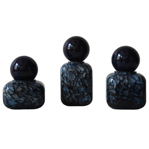 Amalda Lidded Bottles, Blue, Set of 3 For Discount