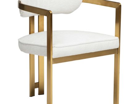 Athena Dining Arm Chair, Chic Ivory Brushed Gold Online Sale