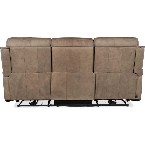 Duncan Leather Power Sofa, Kalahari Camel Online now