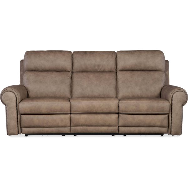 Duncan Leather Power Sofa, Kalahari Camel Online now