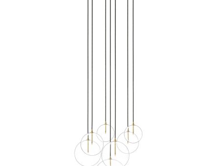 Cluster 7 MIX Chandelier, Burnished Brass For Discount