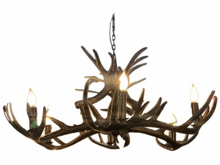 Faux Antler 6 Light Chandelier, Black Hot on Sale