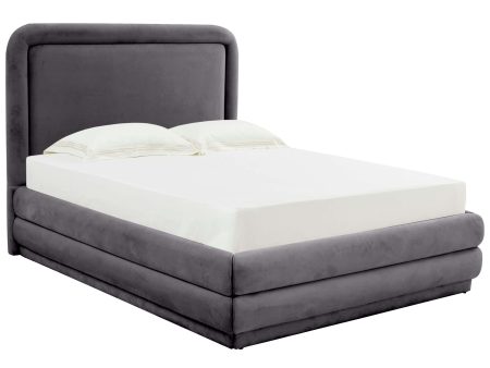 Briella Velvet Queen Bed, Dark Grey Online Sale