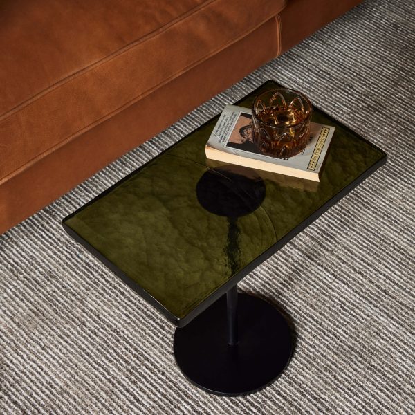 Zevon End Table, Moss Cast Glass Online