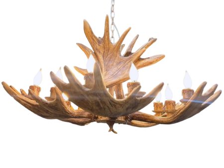 Faux Antler 10 Light Chandelier, Natural Supply