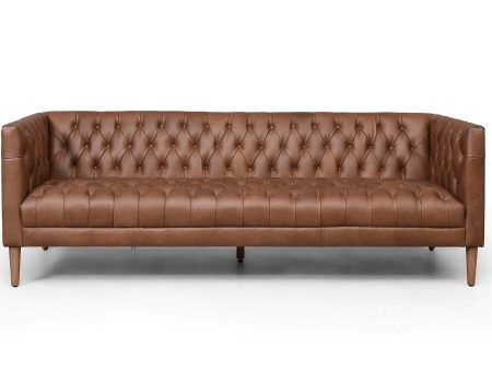 Williams Leather Sofa, Washed Chocolate Cheap