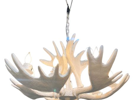 Faux Antler 5 Light Chandelier, White on Sale