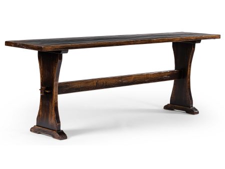 Trestle Large Console Table, Distressed Walnut Hot on Sale