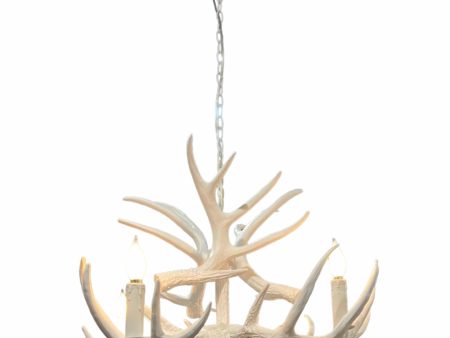 Faux Antler 4 Light Chandelier, White Supply