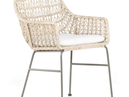 Bandera Outdoor Woven Dining Chair w Seat Cushion, Vintage White, Set of 2 Online Sale