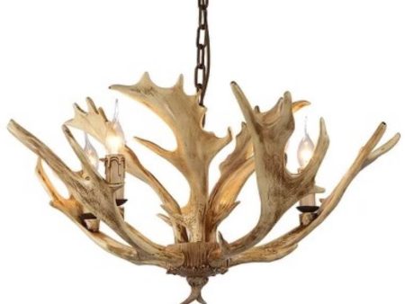 Faux Antler 5 Light Chandelier, Natural Online