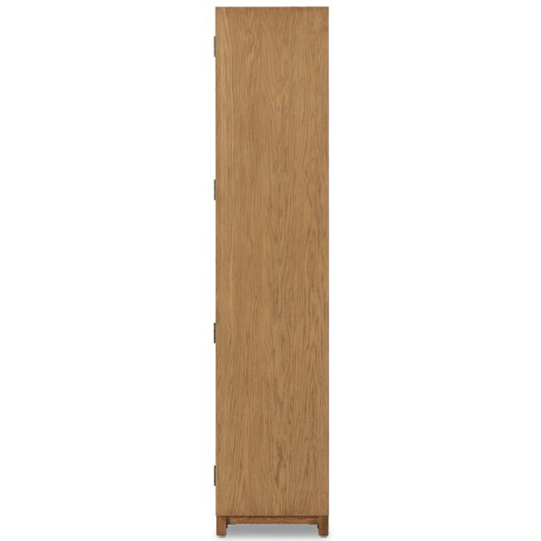 Millie Panel and Glass Door Cabinet, Drifted Oak For Cheap