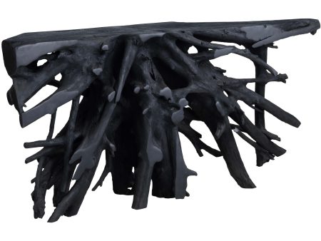 Batu Teak Root Console, Black Supply