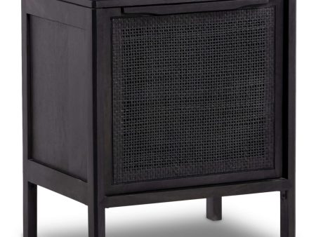 Sydney Left Nightstand, Black Wash w Black Cane Fashion