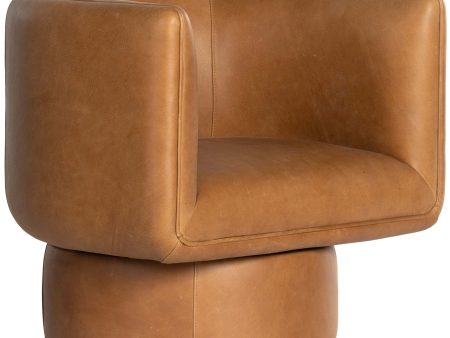 Adriel Leather Swivel Chair, Palermo Cognac Online now