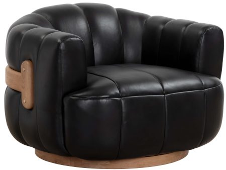 Tadeo Leather Swivel Chair, Vintage Black Online Hot Sale