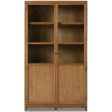 Millie Panel and Glass Door Cabinet, Drifted Oak For Cheap