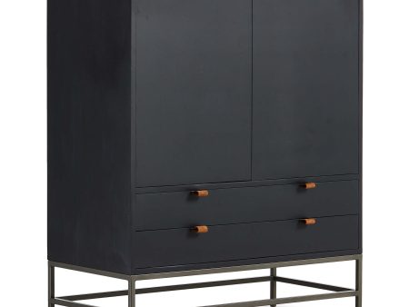 Trey Bar Cabinet, Black Wash Poplar For Sale