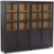 Millie Panel and Glass Door Double Cabinet, Drifted Matte Black For Discount