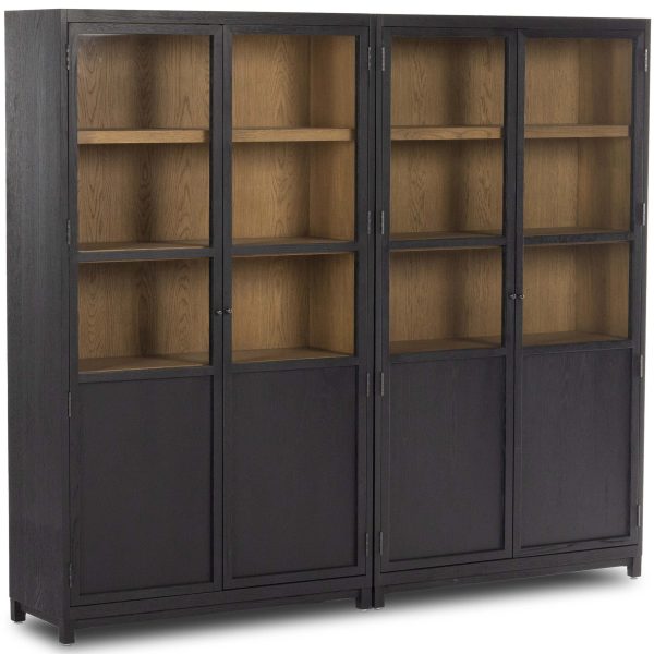 Millie Panel and Glass Door Double Cabinet, Drifted Matte Black For Discount