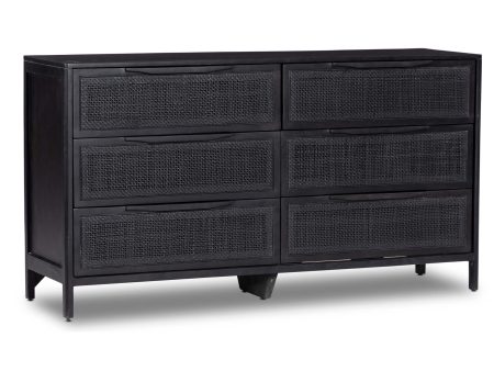 Sydney 6 Drawer Dresser, Black Wash w Black Cane Online Hot Sale