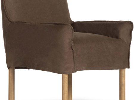 Addington Slipcover Dining Arm Chair, Brussels Coffee on Sale