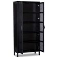 Caprice Tall Cabinet, Black Wash w Black Cane For Cheap