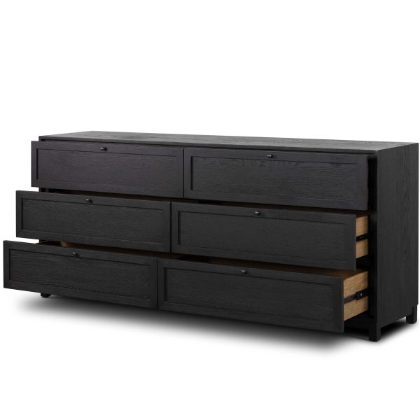 Millie 6 Drawer Dresser, Drifted Matte Black Hot on Sale