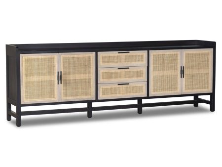 Caprice 96  Sideboard, Black Wash w Natural Cane Online Hot Sale