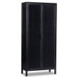 Caprice Tall Cabinet, Black Wash w Black Cane For Cheap