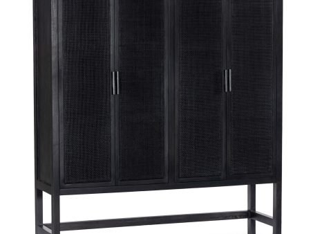 Caprice Cabinet, Black Wash w Black Cane Online Sale