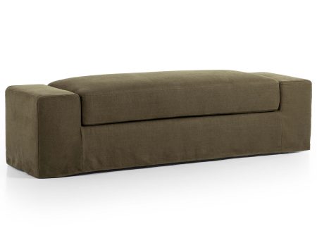 Wide Arm Slipcover Bench, Brussels Coffee Online Sale