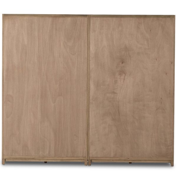 Millie Panel and Glass Door Double Cabinet, Drifted Solid Oak Supply