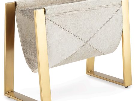 Andres Hair on Hide Magazine Rack, Brass Online