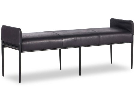 Brickel Leather Bench, Heirloom Black Hot on Sale