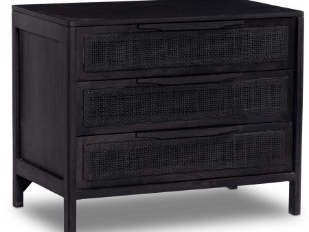 Sydney Large Nightstand, Black Wash w Black Cane on Sale