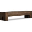 Abaso Large Bench, Rustic Ebony For Discount