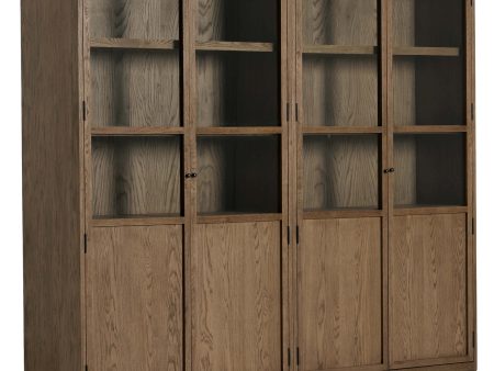 Millie Panel and Glass Door Double Cabinet, Drifted Solid Oak Supply