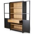 Millie Panel and Glass Door Cabinet, Drifted Matte Black For Discount