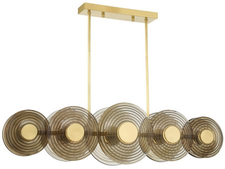 Griston 10 Light Linear Chandelier, Aged Brass Online Sale