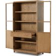 Millie Panel and Glass Door Cabinet, Drifted Oak For Cheap