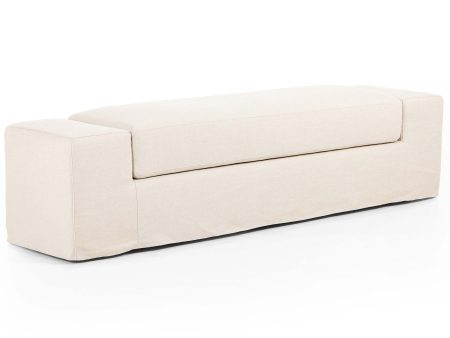 Wide Arm Slipcover Bench, Brussels Natural For Discount