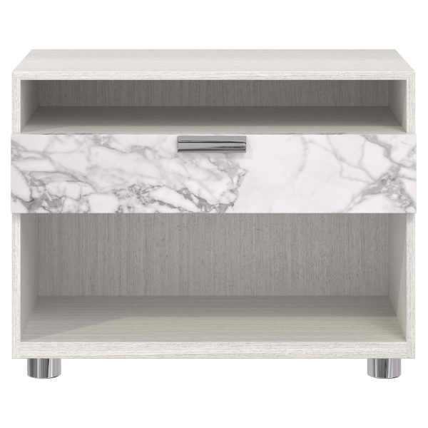 Stratum 1 Drawer Arabescato Nightstand For Cheap