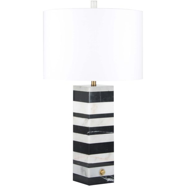 Aadrik Marble Table Lamp, Black White Hot on Sale